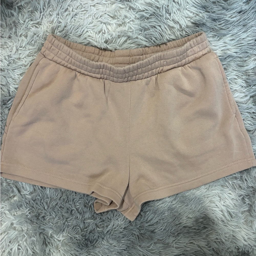 Women's Casual Elastic Waist Sweat Shorts - Taupe